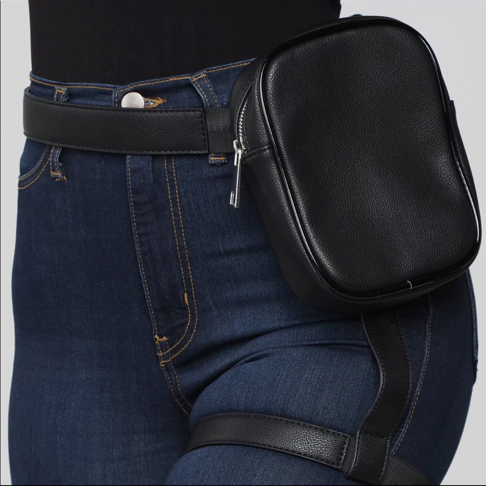 Fashionova Black Waist fanny pack leg holster bag XS-M